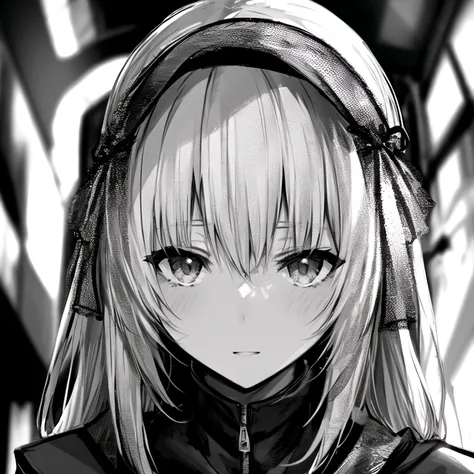 <lora:dark_knight-000002:1>, dark, 1girl, face, looking at viewer, chaotic, greyscale