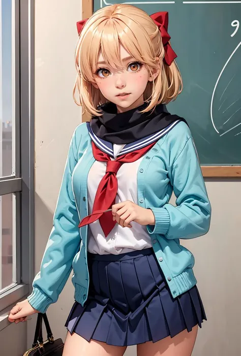 Himiko Toga、School classroom、evening、Realistic、gloss、