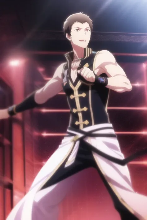 shingenseiji, idol master side m, (masterpiece:1.5), (best quality:1.5), (high quality:1.5), (solo:1.27), (dynamic pose:1.15), (beautiful detailed hands:1.21), illustration, (cinematic light:1.15), ultra detailed, novel_illustration, anime_screencap,