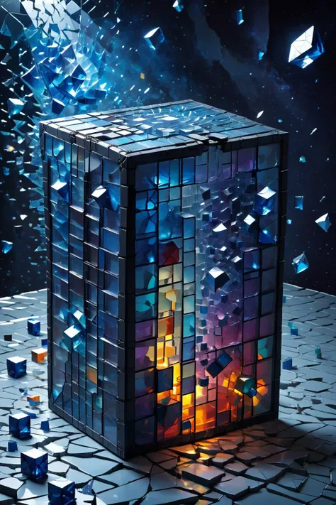 ral-3dcubes,<lora:ral-3dcubes-sdxl:1>,Made_of_pieces_broken_glass,<lora:Made_of_pieces_broken_glass_v2-000005:0.8>,
The void roared and trembled violently,and the whole universe was shaking like a broken painting,as if there was a rushing sound,about to burst,
The box was too mysterious. After cracks appeared,the overflowing light rain became stronger by an unknown number of times,
Shi Hao was under tremendous pressure,and he couldn't bear it anymore. The substance in this box was too terrifying. It wanted to erode him and cause him to fall into the darkness,
It pours out divine radiance,but the result is like a surge of the most intense dark matter,
Sacred dark matter,the older pure dark matter,