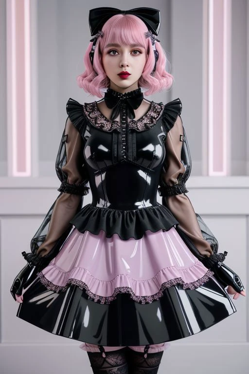 (glossy pastel goth tafashion:1.3), masterpiece, best quality, professional detailed (medium shot) photo of (beautiful adult woman) wearing (glossy latex intricate pastel goth loliess, multilayered dress:1.2), (shiny glossy translucent clothing, gleaming oily latex fabric :1.1), (perfect face, beautiful face, symmetric face), pastel goth (lipstick, eyeshadow, mascara), (frills, lace, bows:1.2), (pastel goth stockings:1.1),
ultra wide angle shot, cinematic style, 8k, RAW photo, photo-realistic, masterpiece, best quality, absurdres, incredibly absurdres, huge filesize, extremely detailed, High quality texture, Cinematic Lighting, physically-based rendering, Ray tracing,