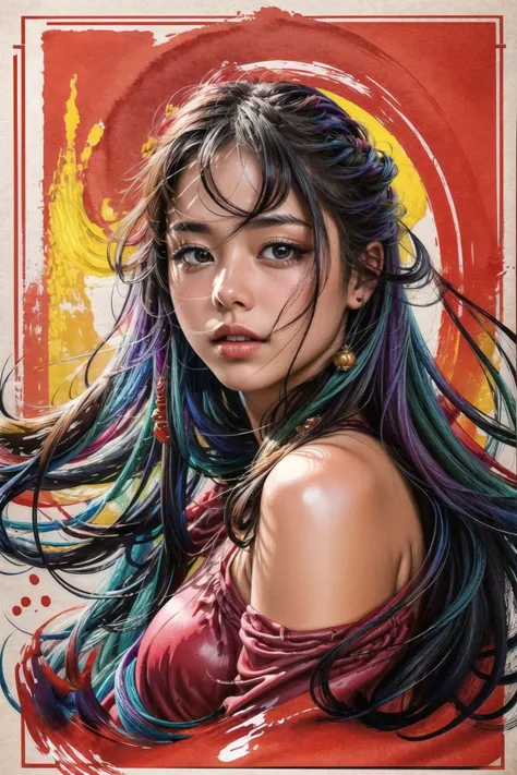 raw photo, (masterpiece, best quality:1.3), (flat color:1.3),(colorful:1.3),looking at viewer,1girl,solo,floating colorful water, long hair, <lora:zyd232_InkStyle_v1_0:0.7> <lora:zhongfenghuaxiyou-000018:0.35> <lyco:GPTS4 dreamwave full_478773:0.75> <lyco:GPTS1 lite:0.4> (portrait:1.1), tarot card <lora:comiclo:0.7>, <lora:add_detail:.5> <lora:more_details:.5>