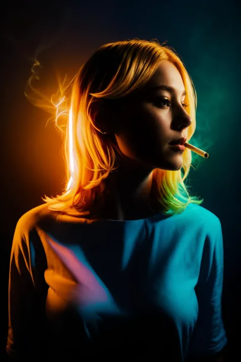 1girl, incredibly sexy, close up on face, art photograph, analog film photograph, realistic, masterpiece, plain background, professional photograph, 8K, neon blonde hair,
 <lora:CONCEPT_pov_dating_ownwaifu:1> concept_pov_dating_ownwaifu, www.ownwaifu.com, 1girl, solo, looking at viewer, breasts
 <lora:smoking_cigarettes_anime_v1:1> cigarette, with, mouth, woman, smoking
BREAK,
<lora:epi_noiseoffset2:1>, [real skin texture], beautiful
BREAK,
intricate detail, extremely detailed, life-like, neon glow, realistic lighting, extremely high resolution , triadic colors, high contrast, (volumetric lighting), (dynamic lighiting), godrays, Rembrandt lighting, real shadows, intricate detail, photorealistic, photograph, photo, dlsr, Fuji Film, extremely high detail