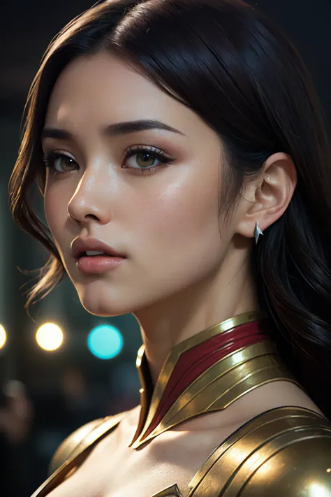 heart evangelista as darna, volumetric lights, red and cyan theme, art nouveau botanicals, intricate, highly detailed, digital painting, artstation, concept art, smooth, (sharp focus:1.48), cinematic, illustration, beautiful face, art by artgerm and greg rutkowski and alphonse mucha