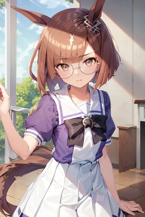 masterpiece, best quality,
ikuno dictus \(umamusume\),
round eyewear, tracen school uniform, summer uniform, serafuku, puffy short sleeves, purple bowtie, horseshoe ornament, sailor collar, sailor shirt, purple shirt, white skirt, pleated skirt, frilled skirt
<lora:ikuno_dictus_loha:0.7>
