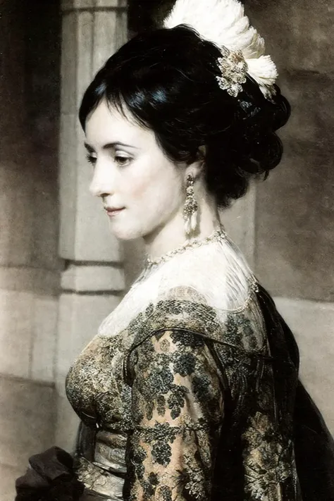<lora:Enya:0.95> a beauty young woman portrait in art style <lora:Rembrandt_Portraits_ArtStyle:0.85>