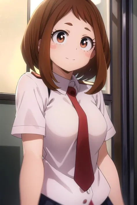 ochakouraraka, <lora:ochako uraraka s3-lora-nochekaiser:1>,
ochako uraraka, (uraraka ochako:1.5), (brown eyes:1.5), brown hair, short hair, blush, blush stickers, smile,
BREAK skirt, shirt, school uniform, white shirt, short sleeves, pleated skirt, necktie, collared shirt, red necktie, u.a. school uniform,
BREAK indoors, classroom,
BREAK looking at viewer,
BREAK <lyco:GoodHands-beta2:1>, (masterpiece:1.2), best quality, high resolution, unity 8k wallpaper, (illustration:0.8), (beautiful detailed eyes:1.6), extremely detailed face, perfect lighting, extremely detailed CG, (perfect hands, perfect anatomy),