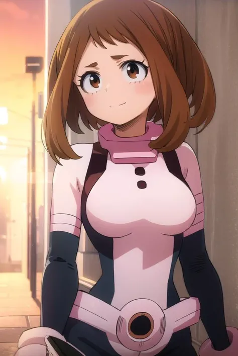 ochakouraraka, <lora:ochako uraraka s3-lora-nochekaiser:1>,
ochako uraraka, (uraraka ochako:1.5), (brown eyes:1.5), brown hair, short hair, blush, blush stickers, smile,
BREAK (bodysuit:1.5), skin tight, superhero,
BREAK outdoors, city,
BREAK looking at viewer,
BREAK <lyco:GoodHands-beta2:1>, (masterpiece:1.2), best quality, high resolution, unity 8k wallpaper, (illustration:0.8), (beautiful detailed eyes:1.6), extremely detailed face, perfect lighting, extremely detailed CG, (perfect hands, perfect anatomy),