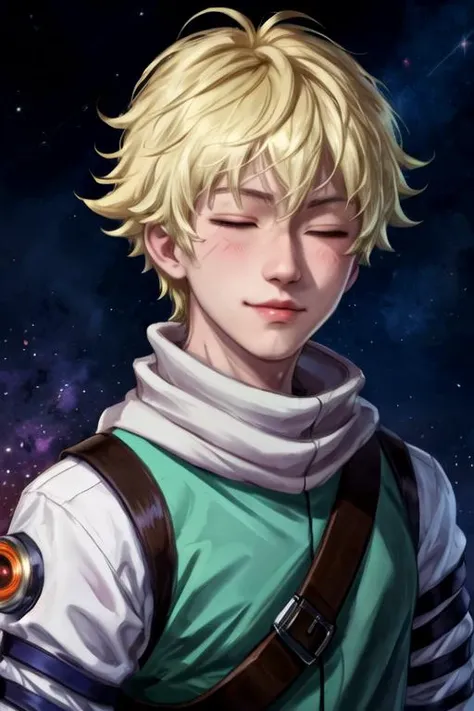 masterpiece, best quality, , 1boy, solo, male focus, looking at viewer, upper body, , <lora:ryce_100-man:0.68>, ryce_100-man, blonde hair, closed eyes, , sci-fi, 16k resolution