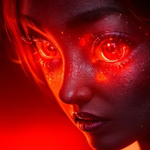 most beautiful girl, ultra detailed eyes, (red lighting:1.1), (neon lighting:1.1),  Absurdres, hdr, ultra detailed illustration, extremely detailed face, RAW photo, film grain, skin pores, trending on deviantart <lora:abstractor_yiu_v10:0.8>