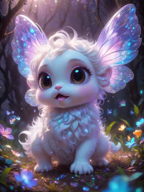 dreamscape a cute creature, no human, a lot of little details, by ayami kojima, smooth shading, 8k, cinematic composition, octane render, concept art, trending on artstation, digital painting, anime, disney, pixar, 8k, hd, dof, kodak film, volumetric lighting, subsurface scattering, photorealistic, octane <lora:EnvyMagicalXL01:0.8> magical  <lora:Fluid holography:0.4> holography, [prompt] <lora:LCM_LoRA_Weights:0.7>, surreal, ethereal, dreamy, mysterious, fantasy, highly detailed