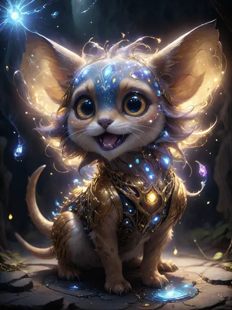 a cute creature, a lot of little details, by ayami kojima, smooth shading, 8k, cinematic composition, octane render, concept art, trending on artstation, digital painting, anime, disney, pixar, 8k, hd, dof, kodak film, volumetric lighting, subsurface scattering, photorealistic, octane <lora:EnvyMagicalXL01:0.8> magical <lora:AetherPunkAIv2:1> aetherpunkai, [prompt] <lora:LCM_LoRA_Weights:0.7>
