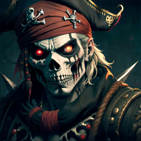 Pirate, horror, colorful, nightmare, masterpiece, 8k, high resolution, shallow depth of field, sharp focus