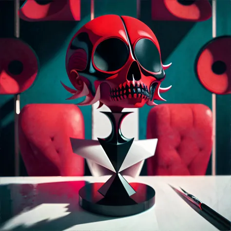 Chic Modernist, horror, colorful, nightmare, masterpiece, 8k, high resolution, shallow depth of field, sharp focus