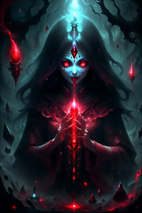 <lora:BloodMagic:0.7> bloodmagic, ghastly \(theme\), 1girl, arcane aura, mana, fantasy, enchantress, ritualistic spellcasting, mystical,