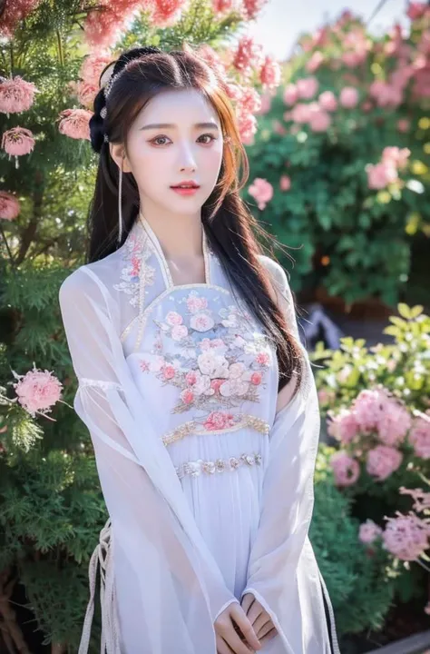 ulzzang-6500-v1.1,(raw photo:1.2),((photorealistic:1.4))best quality ,masterpiece, illustration, an extremely delicate and beautiful, extremely detailed ,CG ,unity ,8k wallpaper, Amazing, finely detail, masterpiece,best quality,official art,extremely detailed CG unity 8k wallpaper,absurdres, incredibly absurdres, huge filesize, ultra-detailed, highres, extremely detailed,beautiful detailed girl, extremely detailed eyes and face, beautiful detailed eyes,cinematic lighting,1girl,see-through,looking at viewer,full body,full-body shot,outdoors,arms behind back,(chinese clothes)