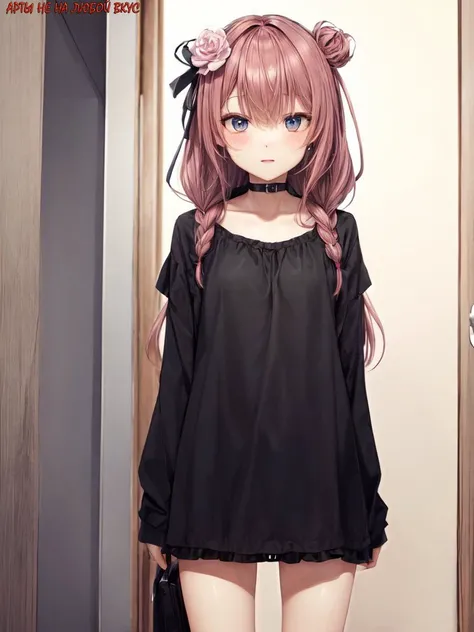 8k eyes, <lora:Loraeyes_V1:0.8>
female
Height 139cm
(Age 11:1.4)
Pink Messy bun with loose braids and a hair flower
(uso da :1.5)