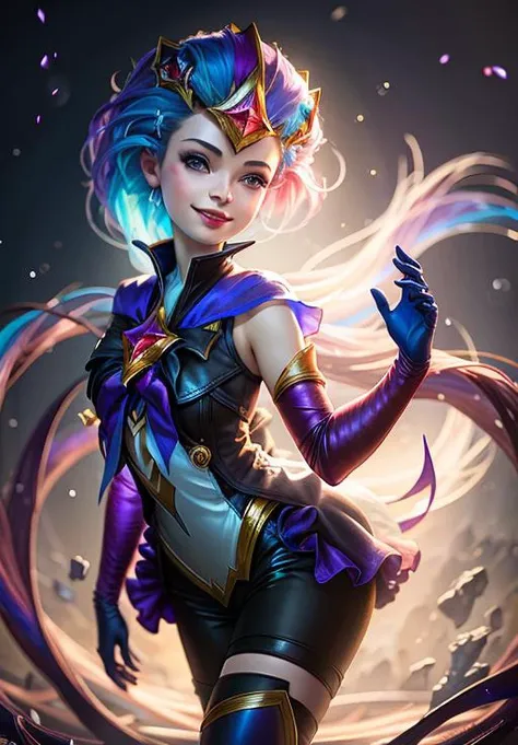 <lora:star_guardian_Zoe:0.8>, star_guardian_Zoe, solo, smile,, (magical, magnificent, masterpiece:1.3), (trending on CGSociety, trending on pixiv, contest winner:1.3)