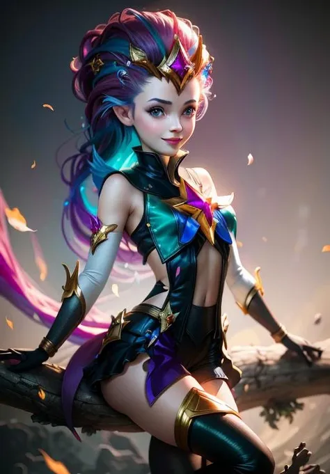 <lora:star_guardian_Zoe:0.8>, star_guardian_Zoe, solo, smile,, (magical, magnificent, masterpiece:1.3), (trending on CGSociety, trending on pixiv, contest winner:1.3)