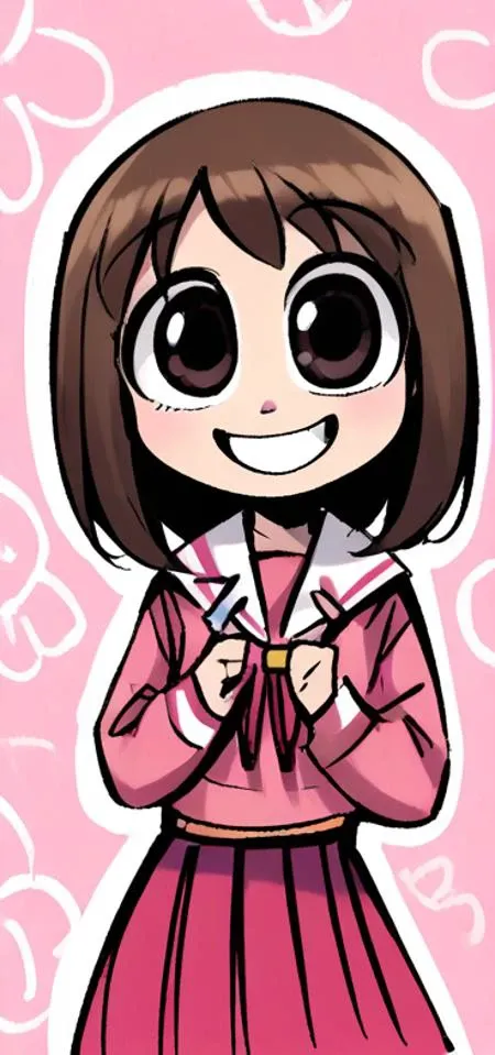 <lora:peargor:1>, peargorxl, <lora:easynegative:1>, easynegative, <lora:Kasuga_Ayumu__Osaka_Azumanga_Daioh:1>, kasuga ayumu,
score_9, score_8_up, score_7_up, score_6_up, score_5_up, score_4_up, source_anime, old anime,
cute, short skirt, serafuku, brown hair, big eyes, smile, happy,
cute pink bubbly watercolor background,