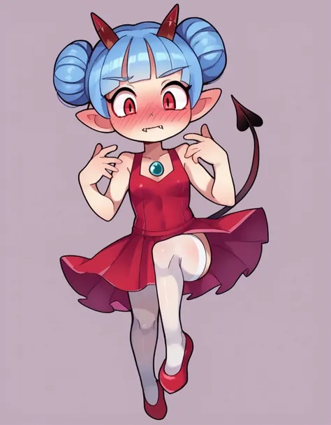 zPDXL, score_9, score_8_up, score_7_up, source_anime,
1girl, solo, <lora:Nullantwins:0.8> Zhuu, blue hair, red eyes, pointy ears, red horns, demon tail, small breasts, fangs out, double bun, blunt bangs,, embarrassed, nose blush, on back, ballerina wearing Regal burgundy velvet bodysuit, full tulle skirt, sheer stockings, pointe shoes, <lora:peargor_v2:1> prgr