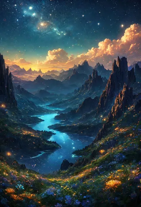 A dreamy night with stardust by Al Williamson, (panoramic , artstyle-art deco but extremely beautiful:1.4), (intricate details, masterpiece, best quality:1.4)
Terragen, beautiful massive landscape, epic scenery, Terragen, , looking at viewer
<lora:add-detail-xl:1> <lora:xl_more_art-full_v1:0.5> <lora:looking_at_viewer:2>