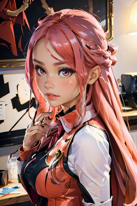 chibbi girl, pink long messy hair, Korean dress, slim body,nsfw --auto --s2