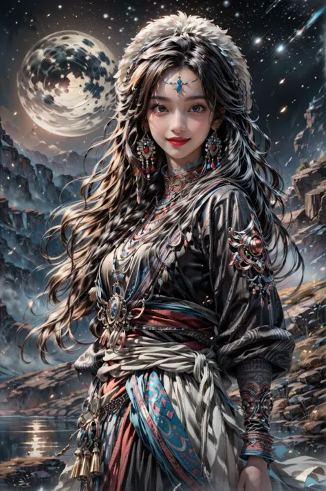 <(best quality, extremery best quality, masterpiece:1.4), (realistic, intricate details:1.4), (photorealistic:1.4), (extremely intricate:1.4), highres, ultra highres, ultra detailed, ultra-detailed, absurdres, incredibly absurdres, extremely detailed, high quality, high resolution, hyperrealistic, ultra-realistic, hyper-detailed, top quality, best, fine detail, massive detail, Highly detailed, extreme detailed, highest detailed, high-res, absolutely resolution, reflection, (refraction:1.4), (hyperrealism:1.4)>, BREAK, (1girl:1.3), solo, looking at viewer, (young cute beautiful 18-year-old girl:1.4), 3d face, (hand of Guido Daniele:1.4), beautiful girl, Beautiful face, pretty, girlface, kpop idol, supermodel, stunning innocent symmetry face, perfect body, medium breast, slim waist, slim legs, (high detailed skin:1.5), glowing eyes, goddess, natural skin texture, shiny skin, White skin, Beautiful detailed face, detailed face, real skin texture, cute delicate face, finely detailed face, golden ratio, golden ratio face, expressive eyes, perfect face, perfect skin, flawless face, clear face, shiny hair, pale skin, Proper body proportion, perfect anatomy, realistic skin texture, luscious lips, glossy lips, natural makeup, beautiful bright pupils, slender figure, intricate eyes, detailed pupils, detailed face and eyes, longeyelashes, blush, good hand, perfect hands, pretty face, beautiful female bodies, finely detailed skin, oily shiny skin, clean facial features, an extremely delicate and beautiful, cute & girly, beautiful detailed eyes, stars in the eyes, detailed simmetric eyes, perfect smooth skin texture, BREAK, (((((brilliant colors, (Tibetan, fur hat, front view, dancing, Prairie, sunset, mountain, Yak, sheep, ride a pink horse, river, pink horses on the river, Wolf:1.4), (Tibetan girl, bonfire, surrounded by vast grasslands, Tibetan tent, traditional clothes, braids, peaceful atmosphere, mountainous backdrop, camping trip, authentic cultural experience, night sky full of stars, crackling fire sounds, quiet whispers, hushed conversations, Tibetan tea, warm blankets, tranquil silence, crisp air, soulful melodies, traditional musical instruments, a sense of belonging, bonding with nature, quiet reflection:1.4), (smile, blush, Pink hair, Pink eye, long hair, Pink eyelashes, Pink lips, Pink lip colour, Eyes glowing Pink, flat bangs, happy expression, warm smile, cute smile, smiling:1.4), (long_hair, mountain background, forest, river in background, landscape, water reflection, outdoors:1.3), (night, Night time, moon light, Golden Hour, sky, landscape, stars, starry, galaxy sky, milky way:1.3), (mountains, full moon background, moutains, breeze, dust is drifting, ethereal, scenery, nature, mysterious background, fog, wind:1.2), (iridescent colors, Iridescence, mysterious, fantasy background, fantasy, open mouth:1.2), (Luminescent Particles:1.3), (fullbody:1.2), (eye focus, face focus, character focus, close-up face:1.2), (dutch angle, cowboy shot:1.3), colorful refraction)))), BREAK, <cinematic portrait, analog film photography, film emulation, bokeh, blurry noise background, watercolor, available light, detailed light, volumetric fog, beautiful lighting, Rembrandt lighting, Cinematic, pixel art, game art, key visual, surreal, PBR Texturing, Anisotropic Filtering, Maximum Clarity And Sharpness, Albedo And Specular Maps, Multi-Layered Textures, Surface Shading, Sub-Pixel Convolution, Sub-Pixel Convolution, Accurate Simulation Of Light-Material Interaction, blurry foreground, broad light, volumetric light effect, matte painting, perfectly defined features, volumetric lighting, Tone Mapping, Lumen Reflections, Global illumination, Ray Tracing, Screen Space Global Illumination, Accent Lighting, 32k, Natural Lighting, volumetric, cinematic masterpiece, Rule of thirds, high dynamic range, Multi-exposure HDR capture, cinematic render, game cg cinematic, atmospheric perspective, movie scene, epic dynamic frame, motion blur, ((cinematic look, Film look)), rim light, 4k textures, adobe lightroom, photolab, insane details, hyperdetailed, exposure blend, professional color grading, professional color correction, aerial perspective, particles and dust in beams of light, cinematic scene, dynamic lighting, sharp details, lomography, soft focus, light leaks, bold hues, atmospheric depth, (explosive light and shadow:1.2), aesthetics, intricate designs, ultra realistic digital art, (zentangle, mandala, tangle, entangle), (fractal art), elegant, vivid colours, floating particles, particles, dramatic, epic, (ink drawing, oil painting detailed), (dramatic lighting:1.2), RAW, huge filesize, extremery detailed CG, Photo, 8k uhd, cinematic atmosphere, trending on artstation, award-winning glamour photograph, highly detailed photo, official art, beautiful and aesthetic, unity 8k wallpaper, beautiful, highly detailed CG illustration, best illustration, intricate, Amazing, emotional, analog, painting, digital painting, concept art, Oil Painting, illustration, Classical art, Renaissance, Romanticism, Neoclassicism, Color Palette, depth and contrast, Vibrant colors, saturated, rich saturation, color harmony, vivid palette, concept-art, design style, detail character, concept render, colorful, analog photography, dreamy atmosphere, specular highlights, atmospheric lighting, (dynamic angle, dynamic pose :1.3), (shiny, clothes reflecting light, lens flare, bloom effect, light particle, lens glare:1.3), realistic lighting, cinematic light, (cinematic lighting), light in the face, soft lighting, saturated colors, detailed background, sharp focus, 8k high definition, perspective, Master Composition, roughness, post-processing, soft shadows, realistic shadows, ambient occlusion, ray-tracing, subsurface scattering, photon mapping, physically-based rendering, octane rendering, unreal engine 5, ue5 rendering, Adobe After FX, dslr, RTX, Best character details, radiosity, sharp, antialiased, RAW photo, HDR, 8k, 4k, (((Photographed by Roger Deakins, using a RED Monstro 8K VV camera and a series of high-end lenses))), ((Hasselblad photography)), (film grain:1.4), Kodak portra 400, ((Fujifilm X-T5)), professional photograph, depth of field, caustics, Broad lighting, diffuse lighting, rim lighting, two tone lighting, textile details, visible pores, high resolution scan, professionally color graded, photographic reality, automatic white balance, best lighting, detailed shadow, high contrast, strong light and shadow>, (PureErosFace_V1:0.7), (ulzzang-6500:0.7), <lora:epiNoiseoffset_v3:2>, <lora:add_detail:0.7>, <lora:hipoly_3dcg_v7-epoch-000012:0.7>, (kbxll:0.7), <lora:more_details:0.7>, <lora:Tibetan_v1:0.9>