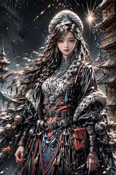 <(best quality, extremery best quality, masterpiece:1.4), (realistic, intricate details:1.4), (photorealistic:1.4), (extremely intricate:1.4), highres, ultra highres, ultra detailed, ultra-detailed, absurdres, incredibly absurdres, extremely detailed, high quality, high resolution, hyperrealistic, ultra-realistic, hyper-detailed, top quality, best, fine detail, massive detail, Highly detailed, extreme detailed, highest detailed, high-res, absolutely resolution, reflection, (refraction:1.4), (hyperrealism:1.4)>, BREAK, (1girl:1.3), solo, looking at viewer, (young cute beautiful 18-year-old girl:1.4), 3d face, (hand of Guido Daniele:1.4), beautiful girl, Beautiful face, pretty, girlface, kpop idol, supermodel, stunning innocent symmetry face, perfect body, medium breast, slim waist, slim legs, (high detailed skin:1.5), glowing eyes, goddess, natural skin texture, shiny skin, White skin, Beautiful detailed face, detailed face, real skin texture, cute delicate face, finely detailed face, golden ratio, golden ratio face, expressive eyes, perfect face, perfect skin, flawless face, clear face, shiny hair, pale skin, Proper body proportion, perfect anatomy, realistic skin texture, luscious lips, glossy lips, natural makeup, beautiful bright pupils, slender figure, intricate eyes, detailed pupils, detailed face and eyes, longeyelashes, blush, good hand, perfect hands, pretty face, beautiful female bodies, finely detailed skin, oily shiny skin, clean facial features, an extremely delicate and beautiful, cute & girly, beautiful detailed eyes, stars in the eyes, detailed simmetric eyes, perfect smooth skin texture, BREAK, (((((brilliant colors, (Tibetan, fur hat, front view, dancing, Prairie, sunset, mountain, Yak, sheep, ride a pink horse, river, pink horses on the river, Wolf:1.4), (Tibetan girl, bonfire, surrounded by vast grasslands, Tibetan tent, traditional clothes, braids, peaceful atmosphere, mountainous backdrop, camping trip, authentic cultural experience, night sky full of stars, crackling fire sounds, quiet whispers, hushed conversations, Tibetan tea, warm blankets, tranquil silence, crisp air, soulful melodies, traditional musical instruments, a sense of belonging, bonding with nature, quiet reflection:1.4), (smile, blush, Pink hair, Pink eye, long hair, Pink eyelashes, Pink lips, Pink lip colour, Eyes glowing Pink, flat bangs, happy expression, warm smile, cute smile, smiling:1.4), (long_hair, mountain background, forest, river in background, landscape, water reflection, outdoors:1.3), (night, Night time, moon light, Golden Hour, sky, landscape, stars, starry, galaxy sky, milky way:1.3), (mountains, full moon background, moutains, breeze, dust is drifting, ethereal, scenery, nature, mysterious background, fog, wind:1.2), (iridescent colors, Iridescence, mysterious, fantasy background, fantasy, open mouth:1.2), (Luminescent Particles:1.3), (fullbody:1.2), (eye focus, face focus, character focus, close-up face:1.2), (dutch angle, cowboy shot:1.3), colorful refraction)))), BREAK, <cinematic portrait, analog film photography, film emulation, bokeh, blurry noise background, watercolor, available light, detailed light, volumetric fog, beautiful lighting, Rembrandt lighting, Cinematic, pixel art, game art, key visual, surreal, PBR Texturing, Anisotropic Filtering, Maximum Clarity And Sharpness, Albedo And Specular Maps, Multi-Layered Textures, Surface Shading, Sub-Pixel Convolution, Sub-Pixel Convolution, Accurate Simulation Of Light-Material Interaction, blurry foreground, broad light, volumetric light effect, matte painting, perfectly defined features, volumetric lighting, Tone Mapping, Lumen Reflections, Global illumination, Ray Tracing, Screen Space Global Illumination, Accent Lighting, 32k, Natural Lighting, volumetric, cinematic masterpiece, Rule of thirds, high dynamic range, Multi-exposure HDR capture, cinematic render, game cg cinematic, atmospheric perspective, movie scene, epic dynamic frame, motion blur, ((cinematic look, Film look)), rim light, 4k textures, adobe lightroom, photolab, insane details, hyperdetailed, exposure blend, professional color grading, professional color correction, aerial perspective, particles and dust in beams of light, cinematic scene, dynamic lighting, sharp details, lomography, soft focus, light leaks, bold hues, atmospheric depth, (explosive light and shadow:1.2), aesthetics, intricate designs, ultra realistic digital art, (zentangle, mandala, tangle, entangle), (fractal art), elegant, vivid colours, floating particles, particles, dramatic, epic, (ink drawing, oil painting detailed), (dramatic lighting:1.2), RAW, huge filesize, extremery detailed CG, Photo, 8k uhd, cinematic atmosphere, trending on artstation, award-winning glamour photograph, highly detailed photo, official art, beautiful and aesthetic, unity 8k wallpaper, beautiful, highly detailed CG illustration, best illustration, intricate, Amazing, emotional, analog, painting, digital painting, concept art, Oil Painting, illustration, Classical art, Renaissance, Romanticism, Neoclassicism, Color Palette, depth and contrast, Vibrant colors, saturated, rich saturation, color harmony, vivid palette, concept-art, design style, detail character, concept render, colorful, analog photography, dreamy atmosphere, specular highlights, atmospheric lighting, (dynamic angle, dynamic pose :1.3), (shiny, clothes reflecting light, lens flare, bloom effect, light particle, lens glare:1.3), realistic lighting, cinematic light, (cinematic lighting), light in the face, soft lighting, saturated colors, detailed background, sharp focus, 8k high definition, perspective, Master Composition, roughness, post-processing, soft shadows, realistic shadows, ambient occlusion, ray-tracing, subsurface scattering, photon mapping, physically-based rendering, octane rendering, unreal engine 5, ue5 rendering, Adobe After FX, dslr, RTX, Best character details, radiosity, sharp, antialiased, RAW photo, HDR, 8k, 4k, (((Photographed by Roger Deakins, using a RED Monstro 8K VV camera and a series of high-end lenses))), ((Hasselblad photography)), (film grain:1.4), Kodak portra 400, ((Fujifilm X-T5)), professional photograph, depth of field, caustics, Broad lighting, diffuse lighting, rim lighting, two tone lighting, textile details, visible pores, high resolution scan, professionally color graded, photographic reality, automatic white balance, best lighting, detailed shadow, high contrast, strong light and shadow>, (PureErosFace_V1:0.7), (ulzzang-6500:0.7), <lora:epiNoiseoffset_v3:2>, <lora:add_detail:0.7>, <lora:hipoly_3dcg_v7-epoch-000012:0.7>, (kbxll:0.7), <lora:more_details:0.7>, <lora:Tibetan_v1:0.9>
