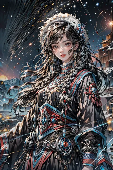 <(best quality, extremery best quality, masterpiece:1.4), (realistic, intricate details:1.4), (photorealistic:1.4), (extremely intricate:1.4), highres, ultra highres, ultra detailed, ultra-detailed, absurdres, incredibly absurdres, extremely detailed, high quality, high resolution, hyperrealistic, ultra-realistic, hyper-detailed, top quality, best, fine detail, massive detail, Highly detailed, extreme detailed, highest detailed, high-res, absolutely resolution, reflection, (refraction:1.4), (hyperrealism:1.4)>, BREAK, (1girl:1.3), solo, looking at viewer, (young cute beautiful 18-year-old girl:1.4), 3d face, (hand of Guido Daniele:1.4), beautiful girl, Beautiful face, pretty, girlface, kpop idol, supermodel, stunning innocent symmetry face, perfect body, medium breast, slim waist, slim legs, (high detailed skin:1.5), glowing eyes, goddess, natural skin texture, shiny skin, White skin, Beautiful detailed face, detailed face, real skin texture, cute delicate face, finely detailed face, golden ratio, golden ratio face, expressive eyes, perfect face, perfect skin, flawless face, clear face, shiny hair, pale skin, Proper body proportion, perfect anatomy, realistic skin texture, luscious lips, glossy lips, natural makeup, beautiful bright pupils, slender figure, intricate eyes, detailed pupils, detailed face and eyes, longeyelashes, blush, good hand, perfect hands, pretty face, beautiful female bodies, finely detailed skin, oily shiny skin, clean facial features, an extremely delicate and beautiful, cute & girly, beautiful detailed eyes, stars in the eyes, detailed simmetric eyes, perfect smooth skin texture, BREAK, (((((brilliant colors, (Tibetan, fur hat, front view, dancing, Prairie, sunset, mountain, Yak, sheep, ride a pink horse, river, pink horses on the river, Wolf:1.4), (Tibetan girl, bonfire, surrounded by vast grasslands, Tibetan tent, traditional clothes, braids, peaceful atmosphere, mountainous backdrop, camping trip, authentic cultural experience, night sky full of stars, crackling fire sounds, quiet whispers, hushed conversations, Tibetan tea, warm blankets, tranquil silence, crisp air, soulful melodies, traditional musical instruments, a sense of belonging, bonding with nature, quiet reflection:1.4), (smile, blush, Pink hair, Pink eye, long hair, Pink eyelashes, Pink lips, Pink lip colour, Eyes glowing Pink, flat bangs, happy expression, warm smile, cute smile, smiling:1.4), (long_hair, mountain background, forest, river in background, landscape, water reflection, outdoors:1.3), (night, Night time, moon light, Golden Hour, sky, landscape, stars, starry, galaxy sky, milky way:1.3), (mountains, full moon background, moutains, breeze, dust is drifting, ethereal, scenery, nature, mysterious background, fog, wind:1.2), (iridescent colors, Iridescence, mysterious, fantasy background, fantasy, open mouth:1.2), (Luminescent Particles:1.3), (fullbody:1.2), (eye focus, face focus, character focus, close-up face:1.2), (dutch angle, cowboy shot:1.3), colorful refraction)))), BREAK, <cinematic portrait, analog film photography, film emulation, bokeh, blurry noise background, watercolor, available light, detailed light, volumetric fog, beautiful lighting, Rembrandt lighting, Cinematic, pixel art, game art, key visual, surreal, PBR Texturing, Anisotropic Filtering, Maximum Clarity And Sharpness, Albedo And Specular Maps, Multi-Layered Textures, Surface Shading, Sub-Pixel Convolution, Sub-Pixel Convolution, Accurate Simulation Of Light-Material Interaction, blurry foreground, broad light, volumetric light effect, matte painting, perfectly defined features, volumetric lighting, Tone Mapping, Lumen Reflections, Global illumination, Ray Tracing, Screen Space Global Illumination, Accent Lighting, 32k, Natural Lighting, volumetric, cinematic masterpiece, Rule of thirds, high dynamic range, Multi-exposure HDR capture, cinematic render, game cg cinematic, atmospheric perspective, movie scene, epic dynamic frame, motion blur, ((cinematic look, Film look)), rim light, 4k textures, adobe lightroom, photolab, insane details, hyperdetailed, exposure blend, professional color grading, professional color correction, aerial perspective, particles and dust in beams of light, cinematic scene, dynamic lighting, sharp details, lomography, soft focus, light leaks, bold hues, atmospheric depth, (explosive light and shadow:1.2), aesthetics, intricate designs, ultra realistic digital art, (zentangle, mandala, tangle, entangle), (fractal art), elegant, vivid colours, floating particles, particles, dramatic, epic, (ink drawing, oil painting detailed), (dramatic lighting:1.2), RAW, huge filesize, extremery detailed CG, Photo, 8k uhd, cinematic atmosphere, trending on artstation, award-winning glamour photograph, highly detailed photo, official art, beautiful and aesthetic, unity 8k wallpaper, beautiful, highly detailed CG illustration, best illustration, intricate, Amazing, emotional, analog, painting, digital painting, concept art, Oil Painting, illustration, Classical art, Renaissance, Romanticism, Neoclassicism, Color Palette, depth and contrast, Vibrant colors, saturated, rich saturation, color harmony, vivid palette, concept-art, design style, detail character, concept render, colorful, analog photography, dreamy atmosphere, specular highlights, atmospheric lighting, (dynamic angle, dynamic pose :1.3), (shiny, clothes reflecting light, lens flare, bloom effect, light particle, lens glare:1.3), realistic lighting, cinematic light, (cinematic lighting), light in the face, soft lighting, saturated colors, detailed background, sharp focus, 8k high definition, perspective, Master Composition, roughness, post-processing, soft shadows, realistic shadows, ambient occlusion, ray-tracing, subsurface scattering, photon mapping, physically-based rendering, octane rendering, unreal engine 5, ue5 rendering, Adobe After FX, dslr, RTX, Best character details, radiosity, sharp, antialiased, RAW photo, HDR, 8k, 4k, (((Photographed by Roger Deakins, using a RED Monstro 8K VV camera and a series of high-end lenses))), ((Hasselblad photography)), (film grain:1.4), Kodak portra 400, ((Fujifilm X-T5)), professional photograph, depth of field, caustics, Broad lighting, diffuse lighting, rim lighting, two tone lighting, textile details, visible pores, high resolution scan, professionally color graded, photographic reality, automatic white balance, best lighting, detailed shadow, high contrast, strong light and shadow>, (PureErosFace_V1:0.7), (ulzzang-6500:0.7), <lora:epiNoiseoffset_v3:2>, <lora:add_detail:0.7>, <lora:hipoly_3dcg_v7-epoch-000012:0.7>, (kbxll:0.7), <lora:more_details:0.7>, <lora:Tibetan_v1:0.9>