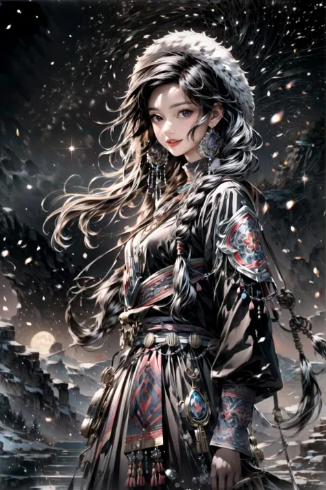 <(best quality, extremery best quality, masterpiece:1.4), (realistic, intricate details:1.4), (photorealistic:1.4), (extremely intricate:1.4), highres, ultra highres, ultra detailed, ultra-detailed, absurdres, incredibly absurdres, extremely detailed, high quality, high resolution, hyperrealistic, ultra-realistic, hyper-detailed, top quality, best, fine detail, massive detail, Highly detailed, extreme detailed, highest detailed, high-res, absolutely resolution, reflection, (refraction:1.4), (hyperrealism:1.4)>, BREAK, (1girl:1.3), solo, looking at viewer, (young cute beautiful 18-year-old girl:1.4), 3d face, (hand of Guido Daniele:1.4), beautiful girl, Beautiful face, pretty, girlface, kpop idol, supermodel, stunning innocent symmetry face, perfect body, medium breast, slim waist, slim legs, (high detailed skin:1.5), glowing eyes, goddess, natural skin texture, shiny skin, White skin, Beautiful detailed face, detailed face, real skin texture, cute delicate face, finely detailed face, golden ratio, golden ratio face, expressive eyes, perfect face, perfect skin, flawless face, clear face, shiny hair, pale skin, Proper body proportion, perfect anatomy, realistic skin texture, luscious lips, glossy lips, natural makeup, beautiful bright pupils, slender figure, intricate eyes, detailed pupils, detailed face and eyes, longeyelashes, blush, good hand, perfect hands, pretty face, beautiful female bodies, finely detailed skin, oily shiny skin, clean facial features, an extremely delicate and beautiful, cute & girly, beautiful detailed eyes, stars in the eyes, detailed simmetric eyes, perfect smooth skin texture, BREAK, (((((brilliant colors, (Tibetan, fur hat, front view, dancing, Prairie, sunset, mountain, Yak, sheep, ride a pink horse, river, pink horses on the river, Wolf:1.4), (Tibetan girl, bonfire, surrounded by vast grasslands, Tibetan tent, traditional clothes, braids, peaceful atmosphere, mountainous backdrop, camping trip, authentic cultural experience, night sky full of stars, crackling fire sounds, quiet whispers, hushed conversations, Tibetan tea, warm blankets, tranquil silence, crisp air, soulful melodies, traditional musical instruments, a sense of belonging, bonding with nature, quiet reflection:1.4), (smile, blush, Pink hair, Pink eye, long hair, Pink eyelashes, Pink lips, Pink lip colour, Eyes glowing Pink, flat bangs, happy expression, warm smile, cute smile, smiling:1.4), (long_hair, mountain background, forest, river in background, landscape, water reflection, outdoors:1.3), (night, Night time, moon light, Golden Hour, sky, landscape, stars, starry, galaxy sky, milky way:1.3), (mountains, full moon background, moutains, breeze, dust is drifting, ethereal, scenery, nature, mysterious background, fog, wind:1.2), (iridescent colors, Iridescence, mysterious, fantasy background, fantasy, open mouth:1.2), (Luminescent Particles:1.3), (fullbody:1.2), (eye focus, face focus, character focus, close-up face:1.2), (dutch angle, cowboy shot:1.3), colorful refraction)))), BREAK, <cinematic portrait, analog film photography, film emulation, bokeh, blurry noise background, watercolor, available light, detailed light, volumetric fog, beautiful lighting, Rembrandt lighting, Cinematic, pixel art, game art, key visual, surreal, PBR Texturing, Anisotropic Filtering, Maximum Clarity And Sharpness, Albedo And Specular Maps, Multi-Layered Textures, Surface Shading, Sub-Pixel Convolution, Sub-Pixel Convolution, Accurate Simulation Of Light-Material Interaction, blurry foreground, broad light, volumetric light effect, matte painting, perfectly defined features, volumetric lighting, Tone Mapping, Lumen Reflections, Global illumination, Ray Tracing, Screen Space Global Illumination, Accent Lighting, 32k, Natural Lighting, volumetric, cinematic masterpiece, Rule of thirds, high dynamic range, Multi-exposure HDR capture, cinematic render, game cg cinematic, atmospheric perspective, movie scene, epic dynamic frame, motion blur, ((cinematic look, Film look)), rim light, 4k textures, adobe lightroom, photolab, insane details, hyperdetailed, exposure blend, professional color grading, professional color correction, aerial perspective, particles and dust in beams of light, cinematic scene, dynamic lighting, sharp details, lomography, soft focus, light leaks, bold hues, atmospheric depth, (explosive light and shadow:1.2), aesthetics, intricate designs, ultra realistic digital art, (zentangle, mandala, tangle, entangle), (fractal art), elegant, vivid colours, floating particles, particles, dramatic, epic, (ink drawing, oil painting detailed), (dramatic lighting:1.2), RAW, huge filesize, extremery detailed CG, Photo, 8k uhd, cinematic atmosphere, trending on artstation, award-winning glamour photograph, highly detailed photo, official art, beautiful and aesthetic, unity 8k wallpaper, beautiful, highly detailed CG illustration, best illustration, intricate, Amazing, emotional, analog, painting, digital painting, concept art, Oil Painting, illustration, Classical art, Renaissance, Romanticism, Neoclassicism, Color Palette, depth and contrast, Vibrant colors, saturated, rich saturation, color harmony, vivid palette, concept-art, design style, detail character, concept render, colorful, analog photography, dreamy atmosphere, specular highlights, atmospheric lighting, (dynamic angle, dynamic pose :1.3), (shiny, clothes reflecting light, lens flare, bloom effect, light particle, lens glare:1.3), realistic lighting, cinematic light, (cinematic lighting), light in the face, soft lighting, saturated colors, detailed background, sharp focus, 8k high definition, perspective, Master Composition, roughness, post-processing, soft shadows, realistic shadows, ambient occlusion, ray-tracing, subsurface scattering, photon mapping, physically-based rendering, octane rendering, unreal engine 5, ue5 rendering, Adobe After FX, dslr, RTX, Best character details, radiosity, sharp, antialiased, RAW photo, HDR, 8k, 4k, (((Photographed by Roger Deakins, using a RED Monstro 8K VV camera and a series of high-end lenses))), ((Hasselblad photography)), (film grain:1.4), Kodak portra 400, ((Fujifilm X-T5)), professional photograph, depth of field, caustics, Broad lighting, diffuse lighting, rim lighting, two tone lighting, textile details, visible pores, high resolution scan, professionally color graded, photographic reality, automatic white balance, best lighting, detailed shadow, high contrast, strong light and shadow>, (PureErosFace_V1:0.7), (ulzzang-6500:0.7), <lora:epiNoiseoffset_v3:2>, <lora:add_detail:0.7>, <lora:hipoly_3dcg_v7-epoch-000012:0.7>, (kbxll:0.7), <lora:more_details:0.7>, <lora:Tibetan_v1:0.9>