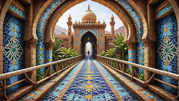 Concept Art World, Pixabay, HDR, High Contrast, alien moroccan from inside of a Footbridge, overly complex style, contest winner, Plain white background, <lora:pixel_art:4> pixel art <lora:Zellij:0.8> zlj-xl