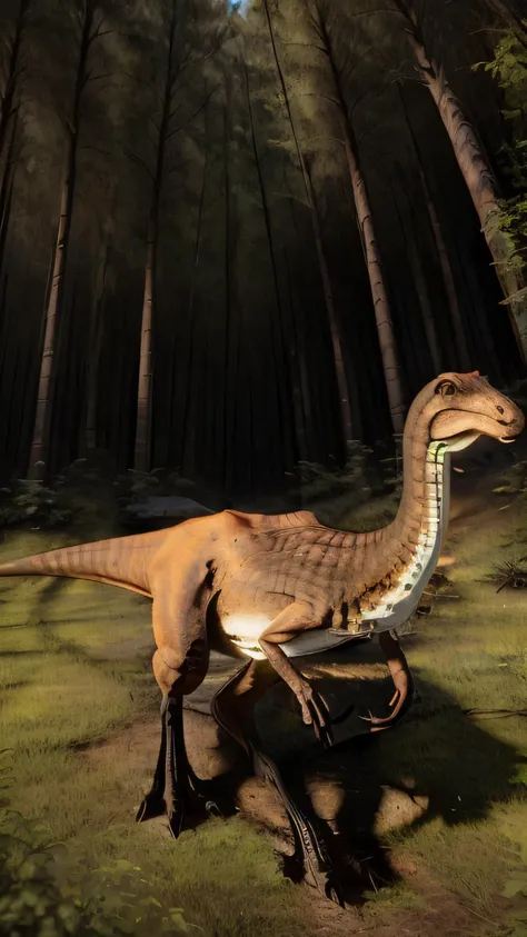 <lora:Gallimimus:1>, Gallimimus, Gallimimus dinosaur, dinosaur, feathered dinosaur, Cretaceous, Cretaceous period, Cretaceous background, forest, detailed background, highly detailed face, extremely detailed, high quality, best quality