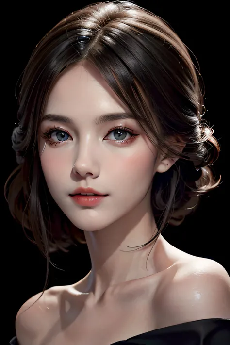 (masterpiece:1.2), (best quality), (ultra detailed), (8k,intricate), (lens 135mm,f1.8),(photorealistic)(black background:1.3),
portrait photography,(upper body:1.3),(off-shoulder),
side lighting,Rim lighting,best shadow,face light source,
perfect anatomy, perfect face,perfect female body,first-rate female bodies,
Detailed skin texture, detailed cloth texture, detailed beautiful face,exquisitely detailed skin,highly detailed skin,pale skin,detailed hair,glistening skin,
<lora:GirlfriendMix_v1:0.4> <lora:liYitongCN_v10:0.4>