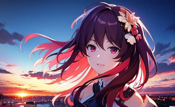 (8k, best quality, masterpiece:1.2), ultra-detailed, Masterpiece, realistic lighting,masterpiece, best quality, masterpiece,best quality,official art,extremely detailed CG unity 8k wallpaper, seele, 1girl, red, city, sea, <lora:Seele:1>