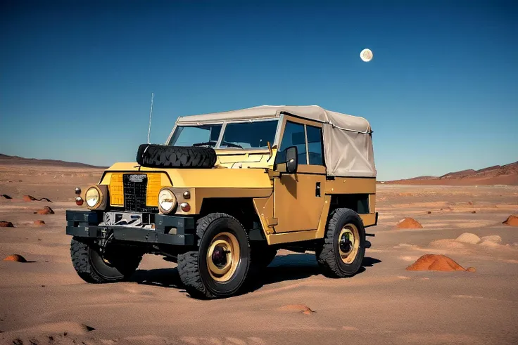 land rover, on the lunar surface, moondust, space, distant earth, lunar lander, (kodachrome color), realistic, detailed,