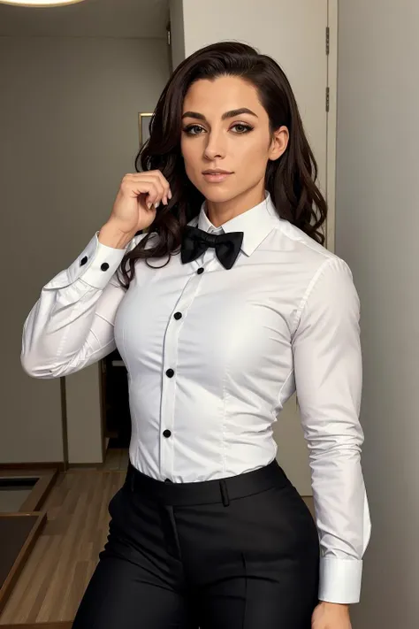 woman, agfc, bodybuilder, <lora:agfc-v2:0.5>, (suit:1.2), tuxedo, casino, 1girl, white button up shirt