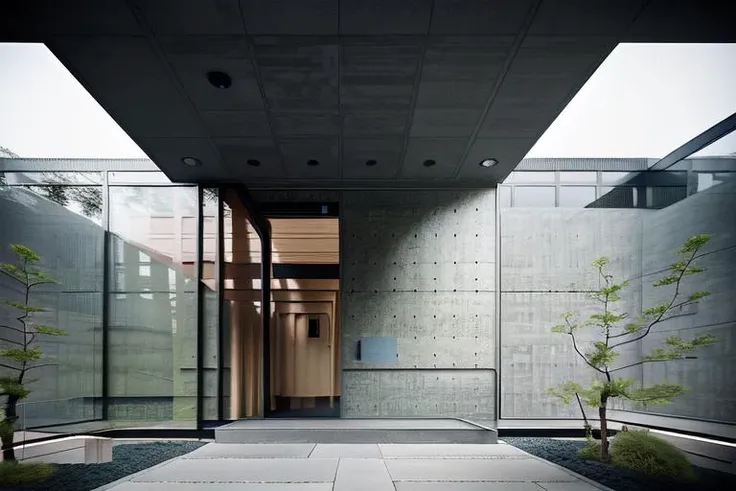 (masterpiece, best quality:1.4), 8k, monolithic, Zen style, tadao Ando, architectural photography, professional photography, exterior, outdoors, <lora:tadao Ando 15:0.7>,