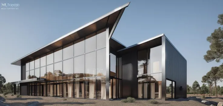 ((masterpiece, best quality)), 8k, modern architecture style, photo realistic, hyper detailed photo, single box,single building, archdayli, a digital 3d render of a building, metal and glass building