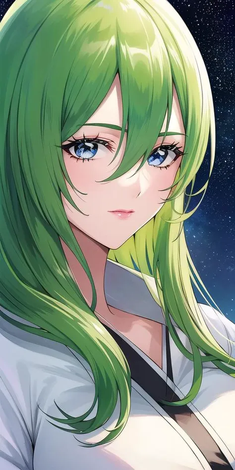 <lora:EmiliaJeniusV2:0.7> emiliajenius, huge_breasts, huge_breasts, standing, solo, kimono, starry_sky, green_hair,, masterpiece, best_quality, detailed_face, detailed_eyes, highres, beautiful, detailed,