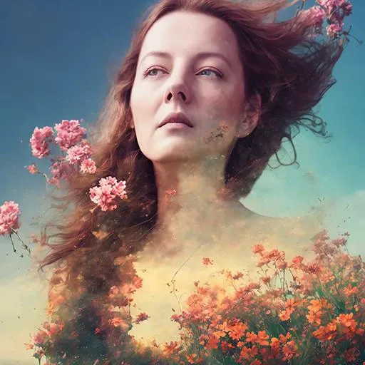 dublex style, <hypernet person>, flowers