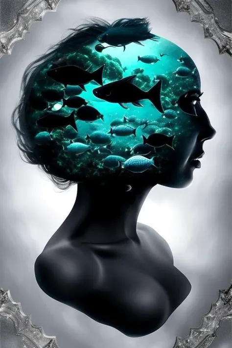 breathtaking <lora:DoubleEx:1>,DoubleEx,double exposure,blue theme,solo,profile,fish,black hair,simple background,1girl,surreal,water,short hair,grey background,upper body,underwater,portrait,<lora:give it a name:0.4>,<lora:animeLineartMangaLike_v30:0.4>,lineart,monochrome,<lora:Freehand_Brushwork:0.3>,<lora:wrenchsfantasy-000016:0.2>,fantasy, . award-winning, professional, highly detailed