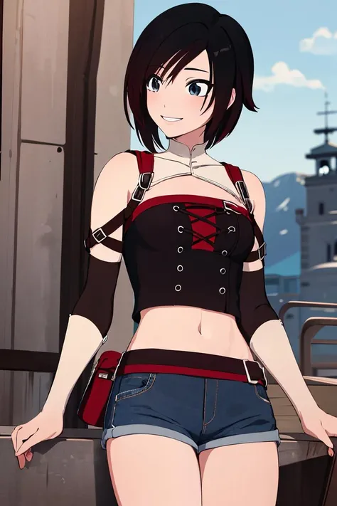 ((masterpiece,best quality)), absurdres,
denim shorts, white crop top,
Ruby_RWBY,
solo, smiling, looking at viewer, cowboy shot, sex, hentai, penetration anal cum, moaning
