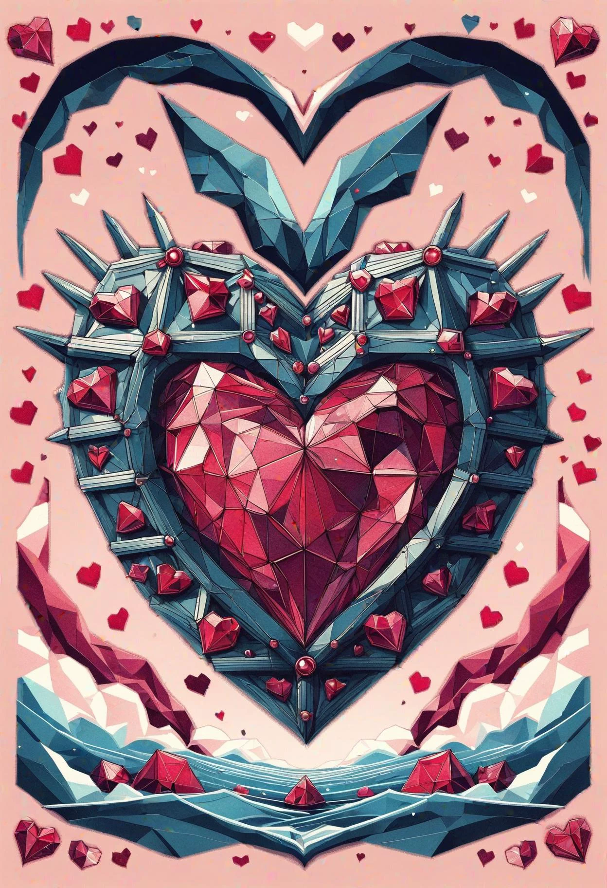 DonMG30T00nXL 2D illustration heart, ruby oceanic order <lora:DonMG30T00nXL-000008:1>