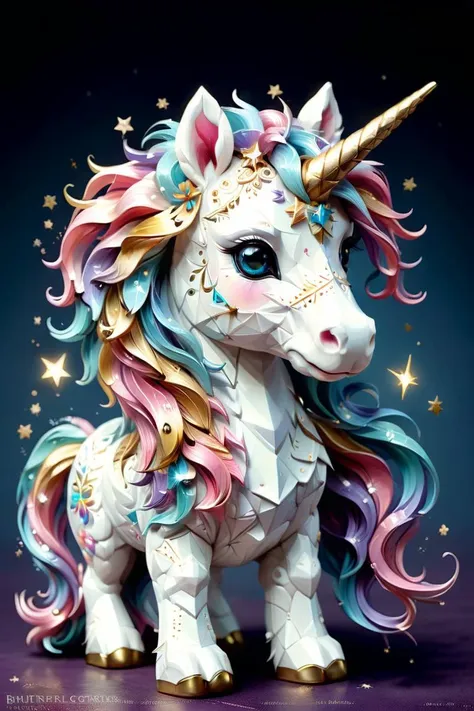 best quality, masterpiece, cute unicorn with radiant grace, intricate details, whimsical, magical, <lora:DonMG30T00nXL:0.8> in the style of DonMG30T00nXL