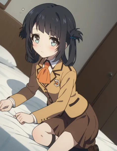 score_9, score_8_up, score_7_up, source_anime,
miunashiodome, <lora:miuna-shiodome-s1-ponyxl-lora-nochekaiser:1>,
miuna shiodome, long hair, blue eyes, black hair, twintails, hair rings, folded hair,
skirt, school uniform, socks, blazer, neckerchief, long sleeves, brown skirt, brown blazer,
indoors, bed, bed room, on side, blush, drunk,
looking at viewer, cowboy shot, dutch angle, solo,