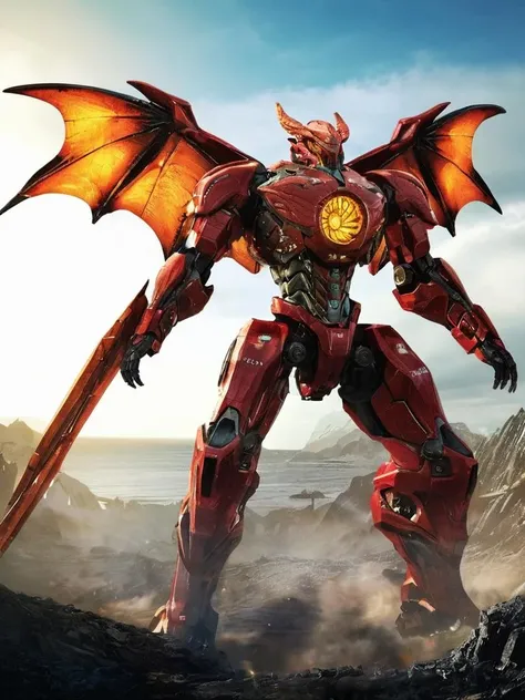 best quality, ultra high res,<lora:sdxl_jijia-000006:0.6>,dragon mecha,wings,
