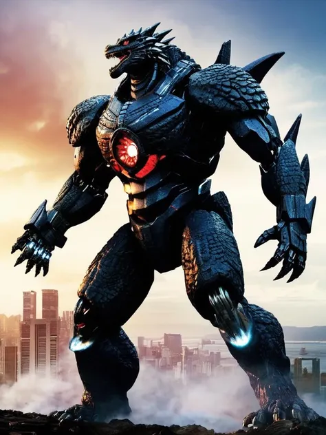 godzilla robot superman, octane render, unreal engine, highly detailed, intricate