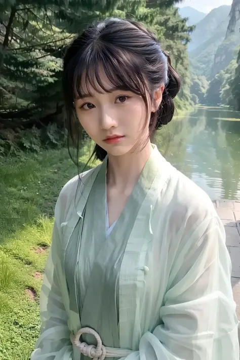 (4k, best quality), (realistic, photo-realistic),(yaqian),
1girl, solo,(upper body),(looking_at_viewer),
chinese clothes, hanfu,
nature, river,sunny,
<lora:yaqian_v10:0.7>
