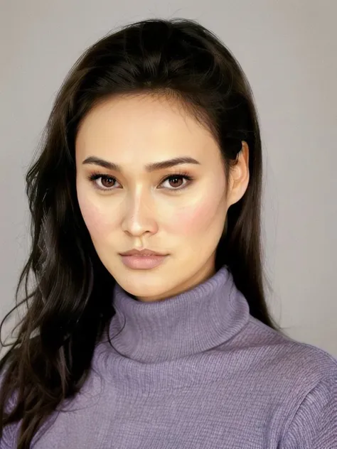 Tia768 ,  portrait,  detailed eyes , tight turtleneck,  ultra-sharpness, highest quality, art of Anya Millen, smooth, clear focus, trend on artforum, behance hd, muted colors    <lora:Tia768:0.7>